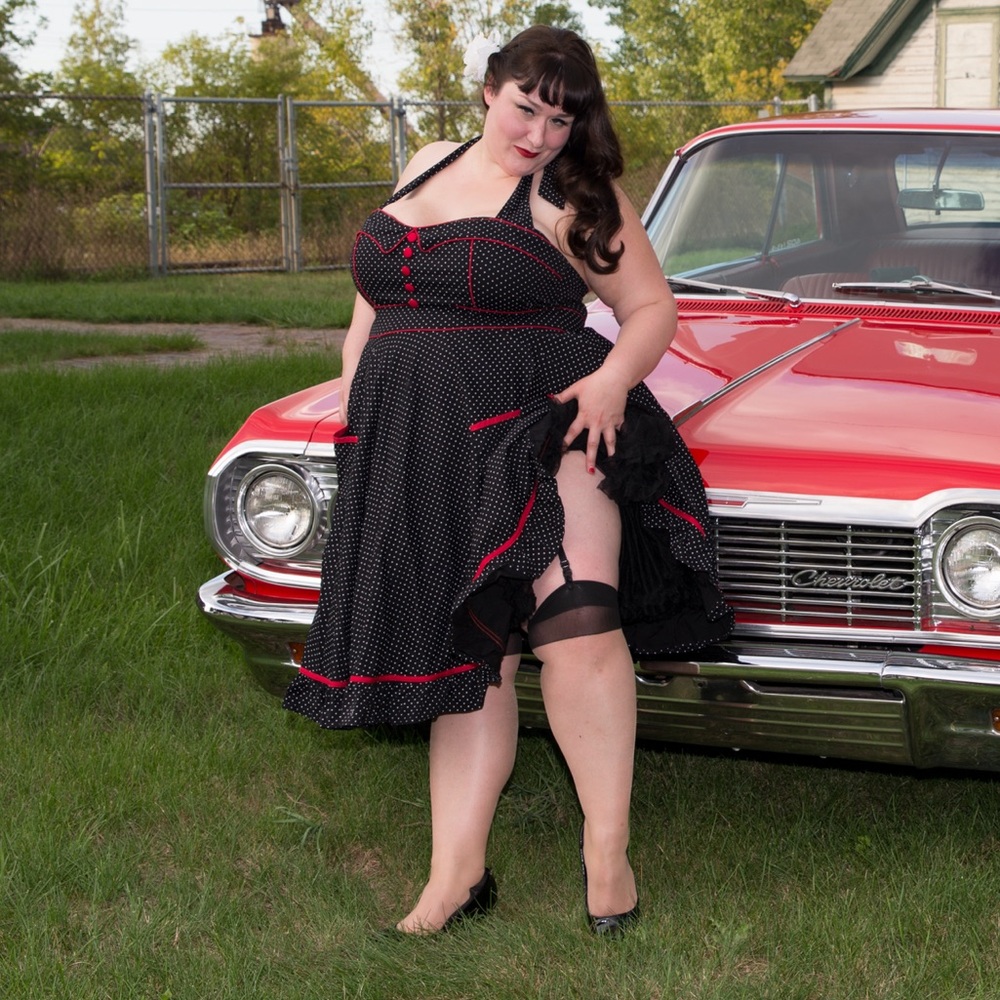 HELL BUNNY VANITY GOTH RETRO POLKA DOT TATTOO 50s PUNK PINUP PROM DRESS